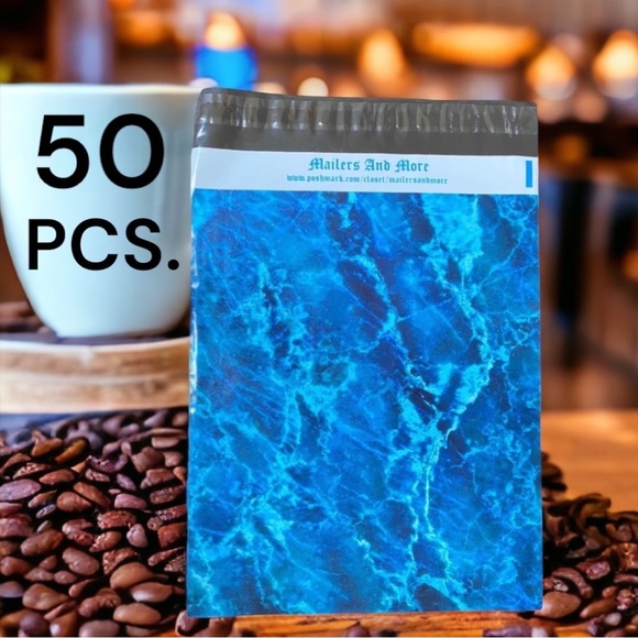 50 10X13  Poly Mailers Blue Water Ice Marble, Shipping Envelopes PRICE IS FIRM - Picture 3 of 7